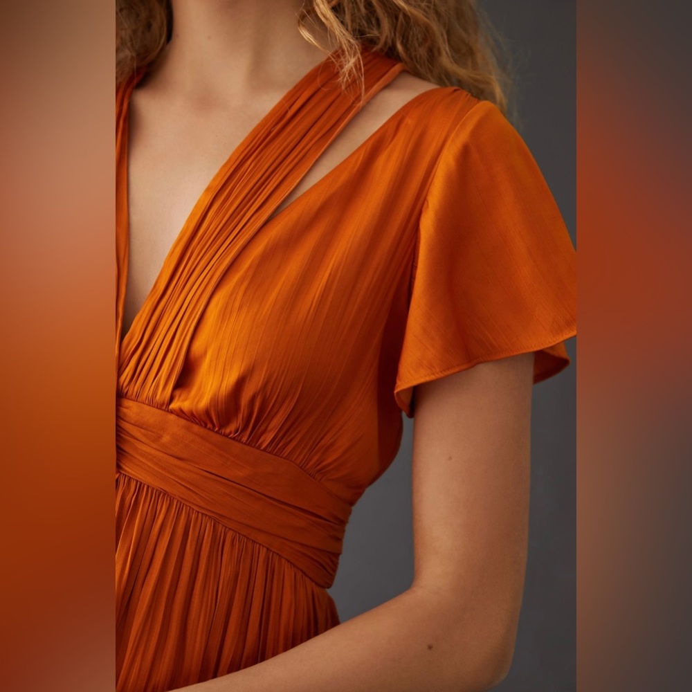 Anthropologie Deep V-Neck Vibrant Mini Dress - Picture 5 of 16